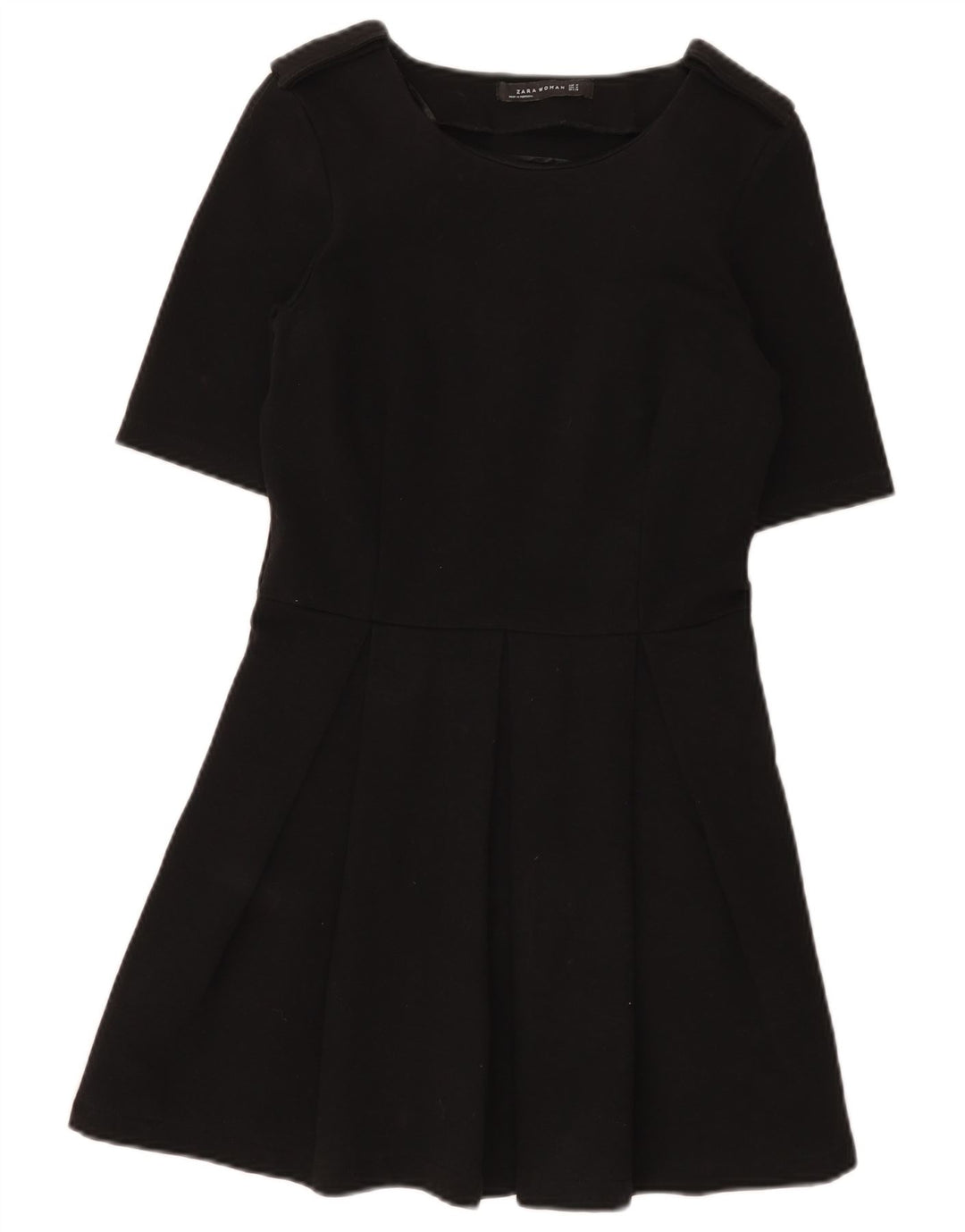 Zara Damen A-Linien-Kleid UK 12 Mittelschwarze Baumwolle