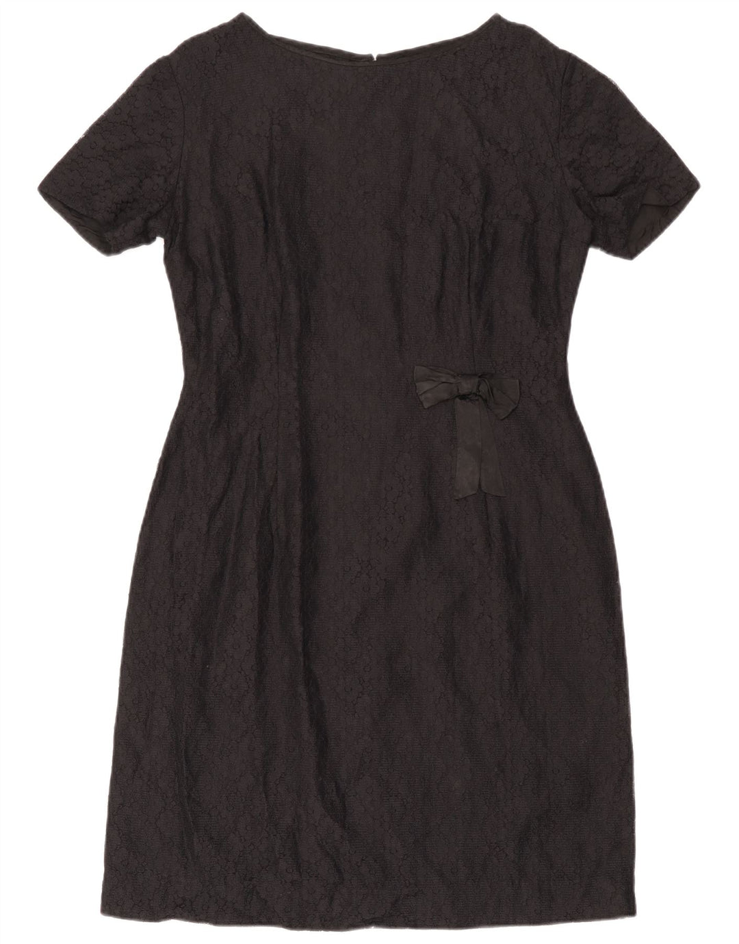 Vintage Damen Spitzen-Etuikleid IT 44 Mittelschwarz geblümt
