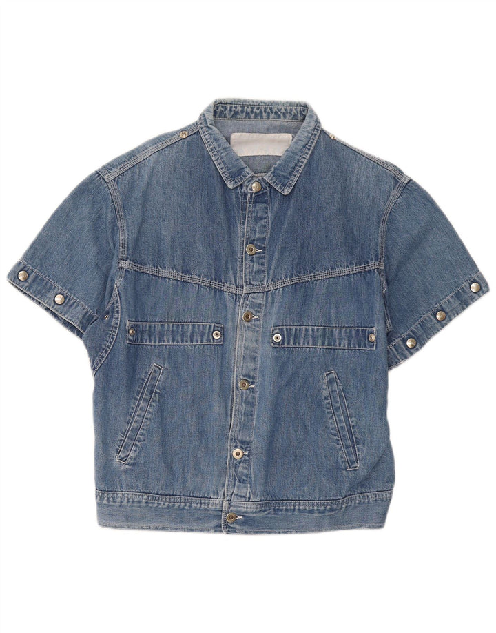 Lemon Herren Kurzarm-Jeanshemd Mittelblau