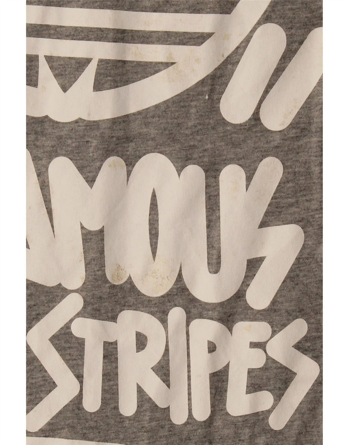 ADIDAS Herren Grafik T-Shirt Top Große graue Baumwolle
