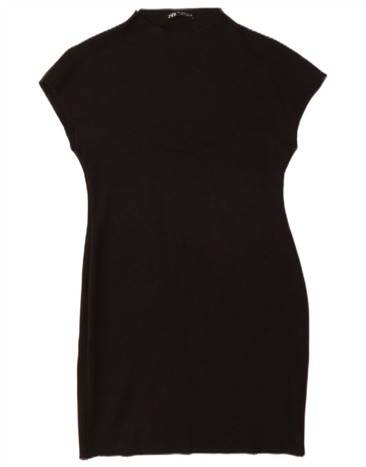 ZARA Damen, figurbetontes Kleid, Größe 44, Schwarz, Viskose