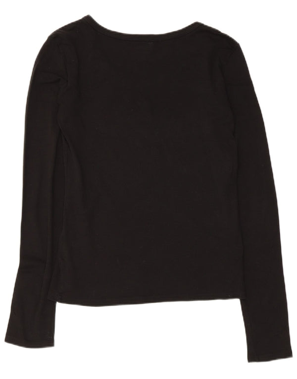 Armani Womens Graphic Top Langarm UK 12 Mittelschwarze Baumwolle