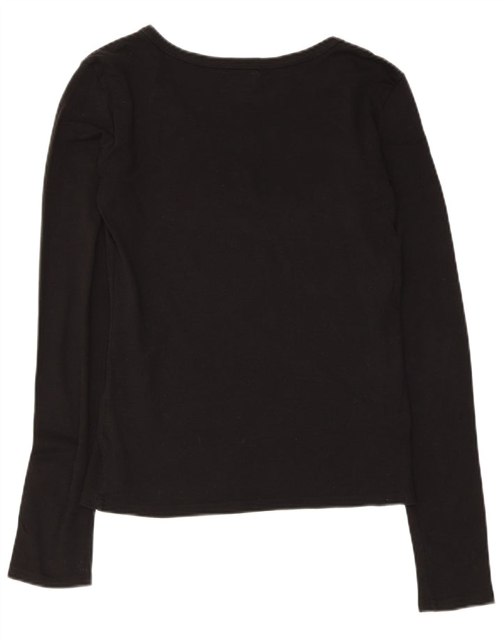 Armani Womens Graphic Top Langarm UK 12 Mittelschwarze Baumwolle