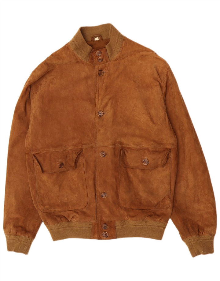 Vintage Herren Wildleder Bomberjacke IT 50 Large Braun