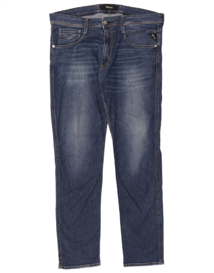 Replay Herren Slim Jeans W36 L32 Blaue Baumwolle