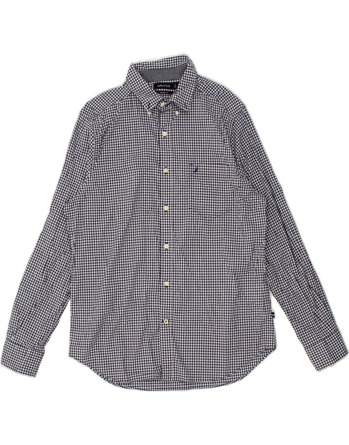 NAUTICA Mens Classic Fit Shirt Large Navy Blue Gingham Cotton Vintage Nautica and Second-Hand Nautica from Messina Hembry 