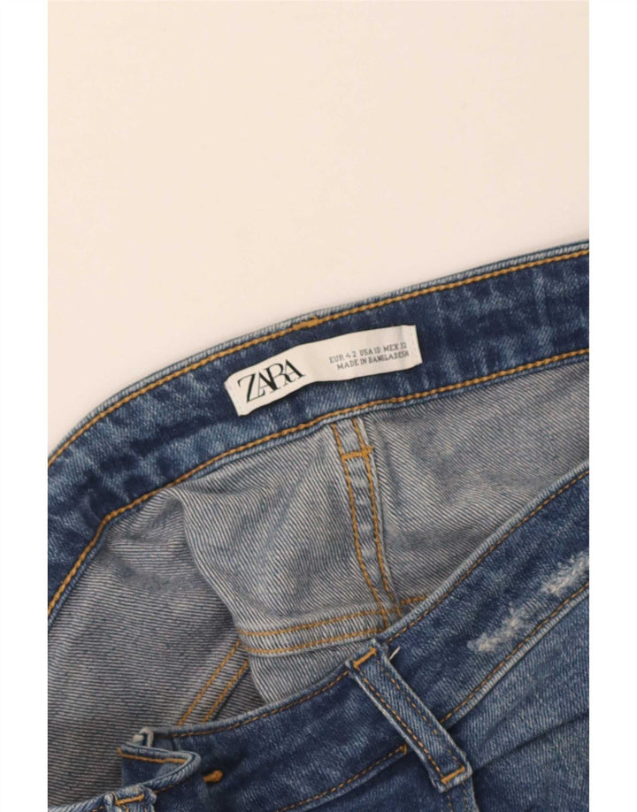 Zara Damen Distressed Straight Jeans EU 42 Large W32 L28 Blau