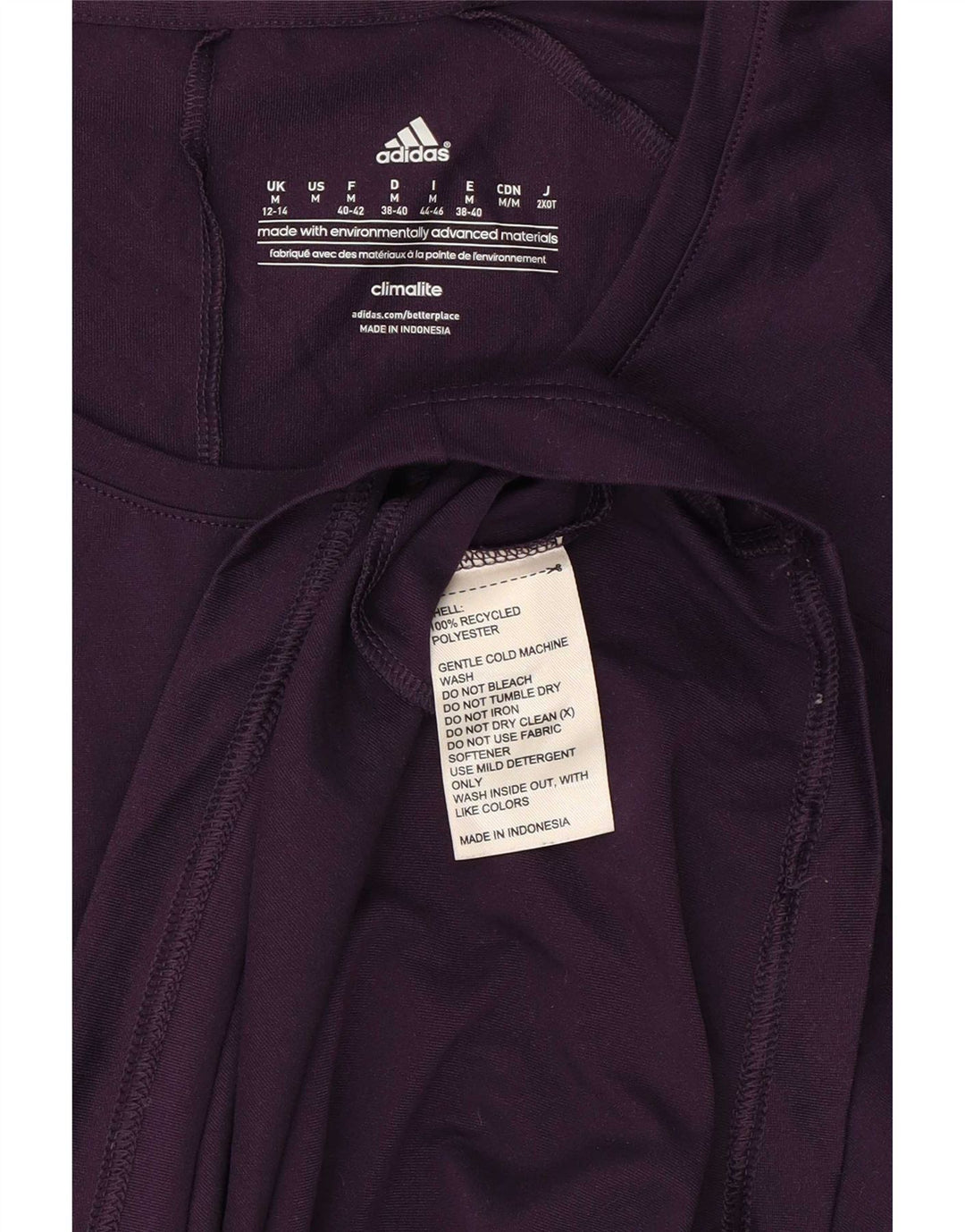 Adidas Damen Climalite T-Shirt Top UK 12/14 Medium Lila Polyester