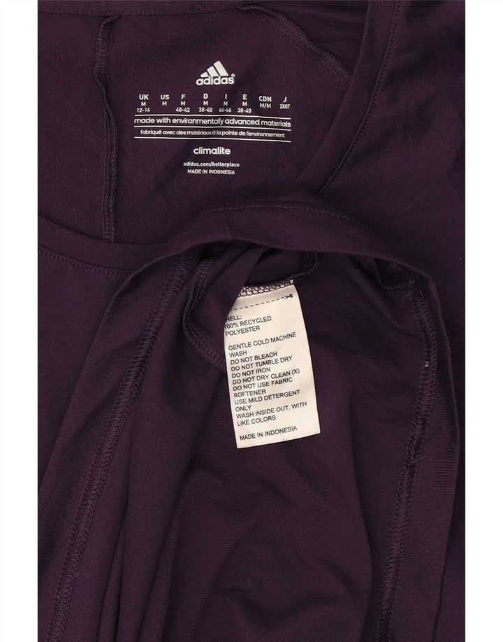 Adidas Damen Climalite T-Shirt Top UK 12/14 Medium Lila Polyester