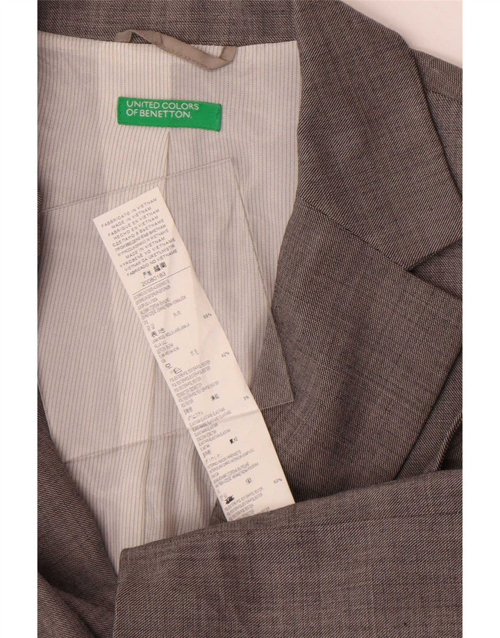 Benetton Damen-Blazer mit 2 Knöpfen, IT 46, große graue Wolle
