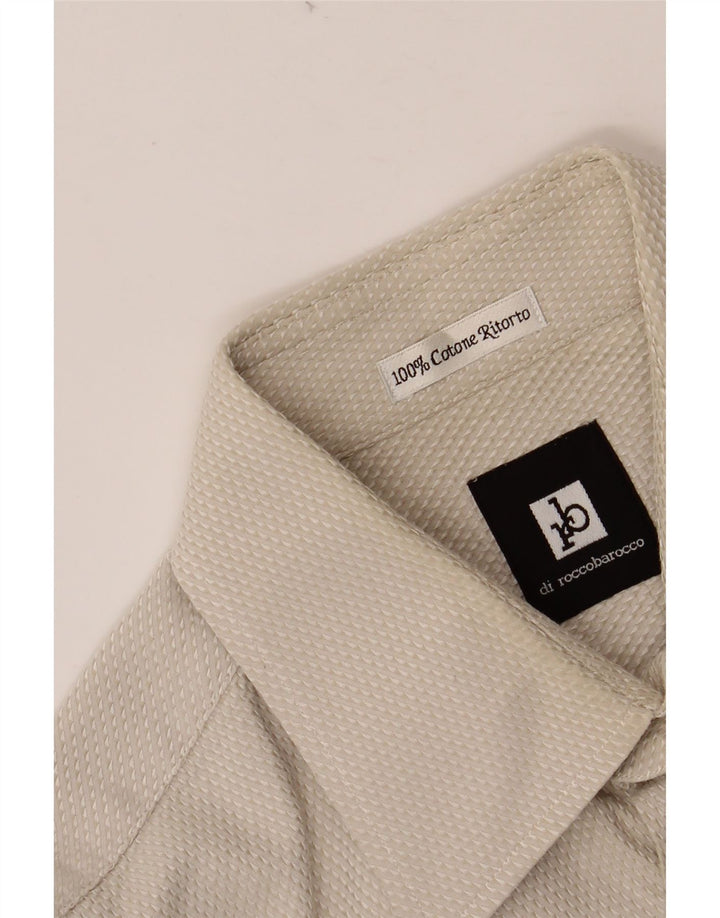 ROCCOBAROCCO Herrenhemd Größe 41 16 Große beige Baumwolle