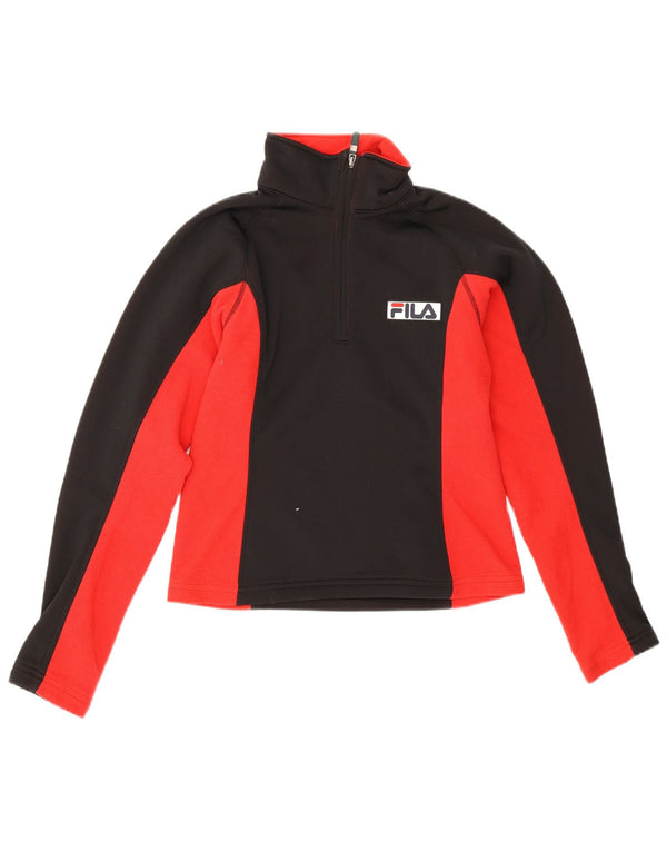 Fila Womens Crop Zip Neck Fleece Pullover UK 8 Small Black Colourblock