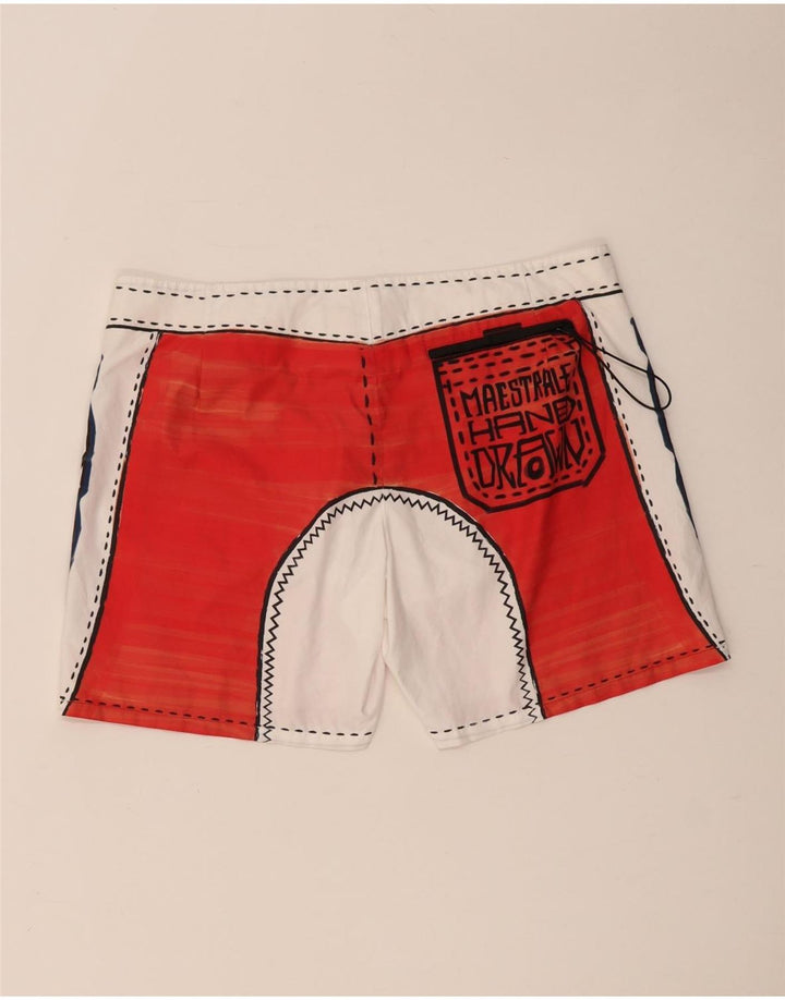 RRD Herren-Badeshorts mit Grafik, groß, rotes Farbblock-Polyester