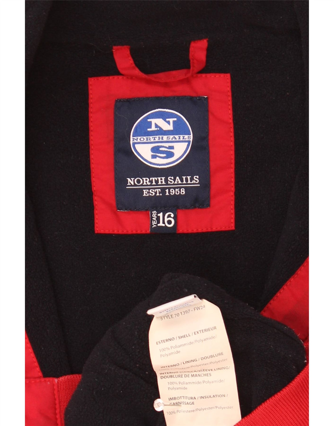 North Sails Bomberjacke für Jungen, 15–16 Jahre, rotes Polyester