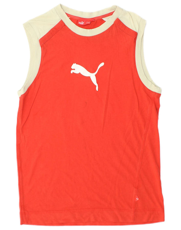 Puma Damen Grafik-T-Shirt-Oberteil Mittelroter Farbblock