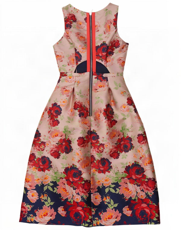 Next Damen Ärmelloses Etuikleid UK 6 XS Rosa Blumenmuster Polyester