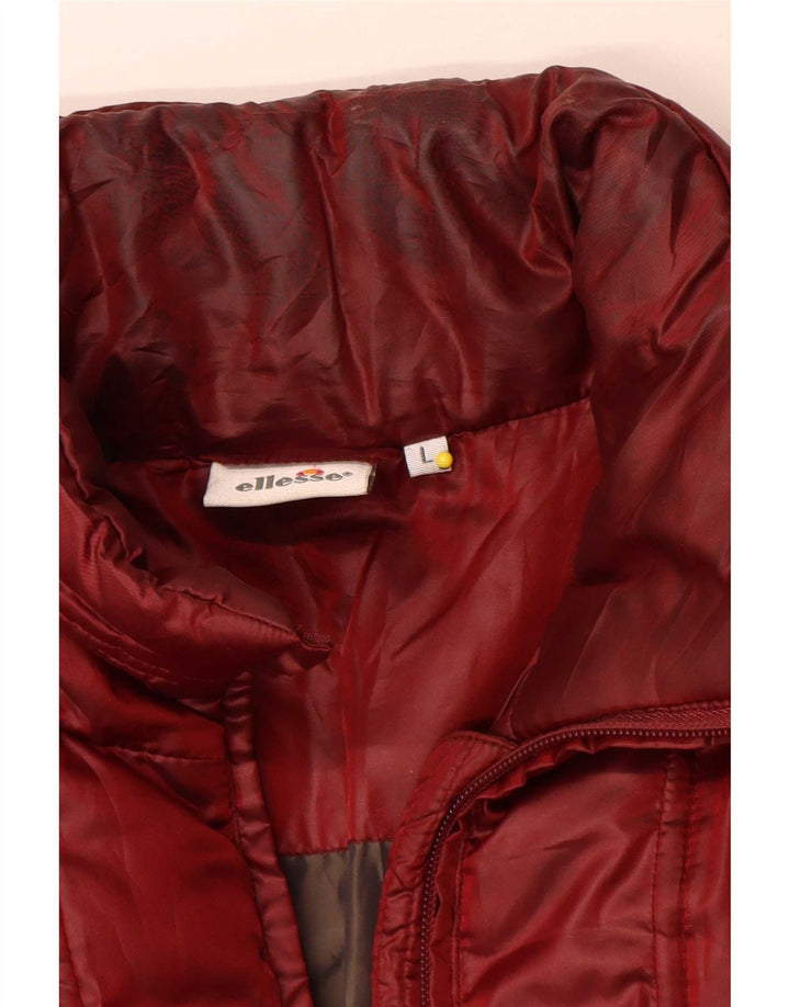Ellesse Damen Wattierte Jacke UK 16 Large Rot Polyester