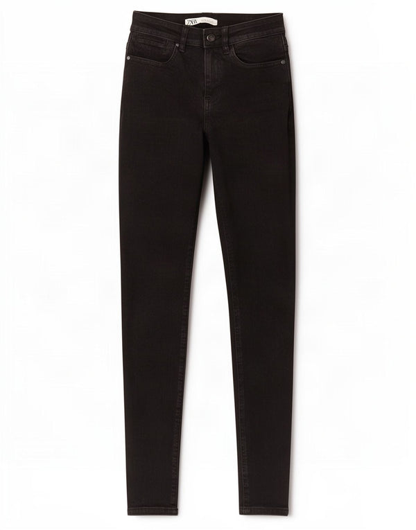 Zara Damen Skinny Jeans EU 34 2XS W24 L28 Schwarze Baumwolle