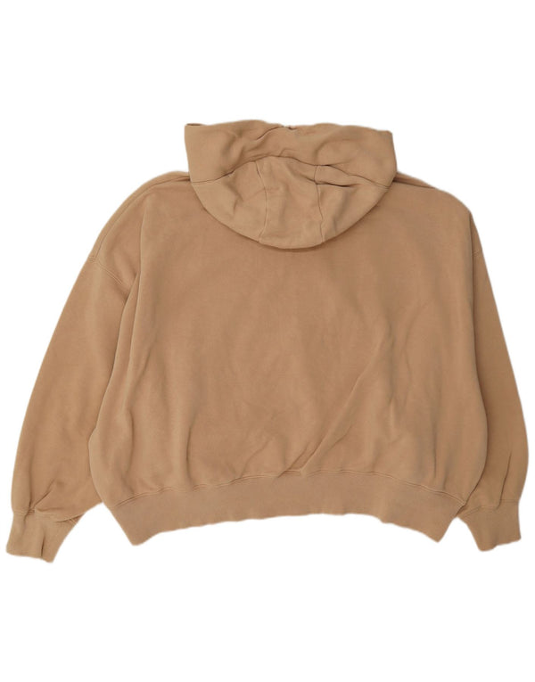 Nike Damen Crop Oversized Hoodie Pullover UK 16 Large Beige Baumwolle