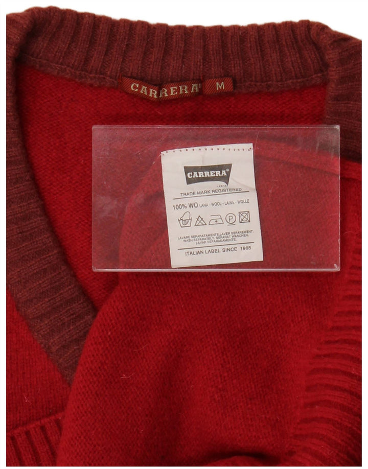 CARRERA Damen-Pullover mit V-Ausschnitt, UK 14, mittelrote Wolle