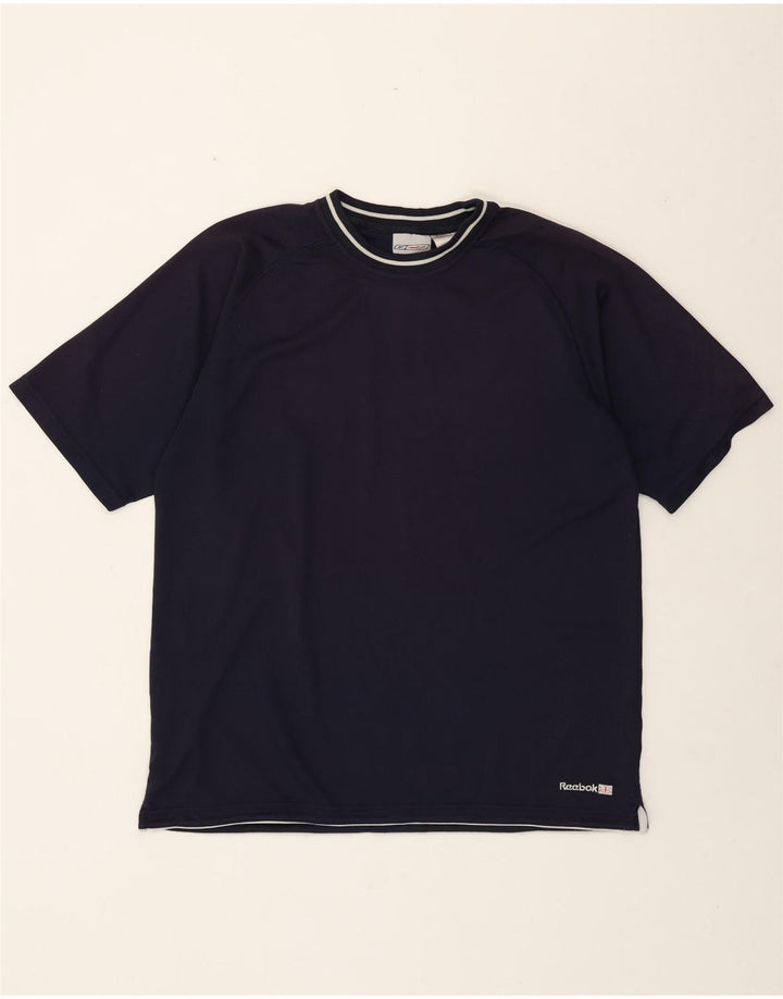 Reebok Herren T-Shirt Top Large Marineblau Polyester