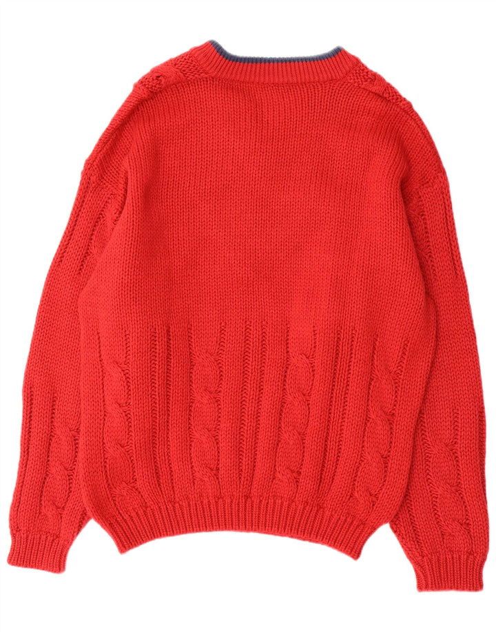 Consenso Herren-Pullover mit grafischem V-Ausschnitt, Mittelrote Farbblock-Wolle