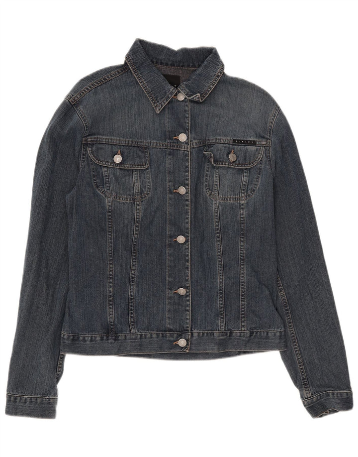 Sisley Damen Jeansjacke UK 14 Große blaue Baumwolle