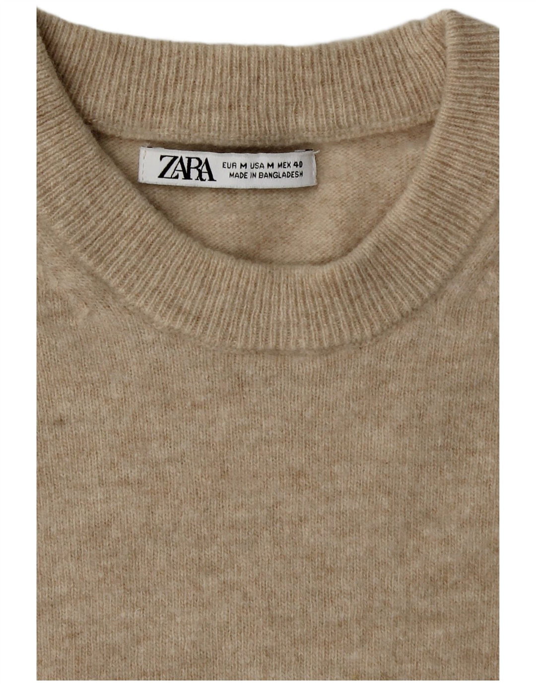 Zara Herren-Pullover mit Rundhalsausschnitt, Mittelbeige