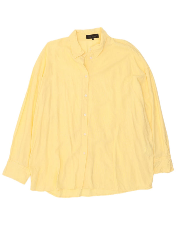 Zara Damen Relaxed Fit Hemd UK 20 2XL Gelbes Leinen