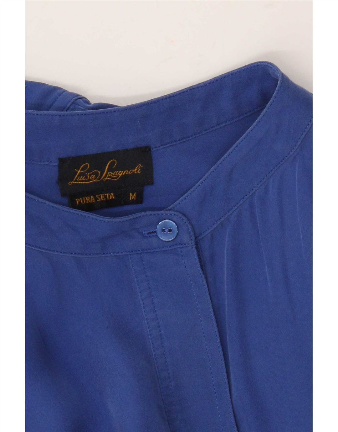 Luisa Spagnoli Damen Langarm-Blusenoberteil UK 14 Mittelblaue Seide