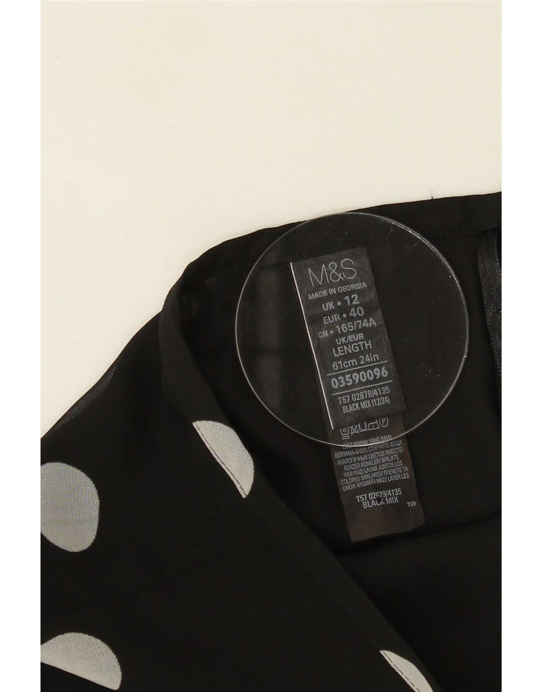 Marks & Spencer Damen A-Linienrock UK 12 Medium W30 Schwarz gepunktet
