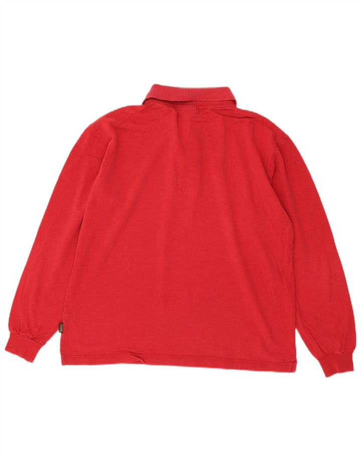 Rifle Herren-Langarm-Poloshirt aus mittelroter Baumwolle