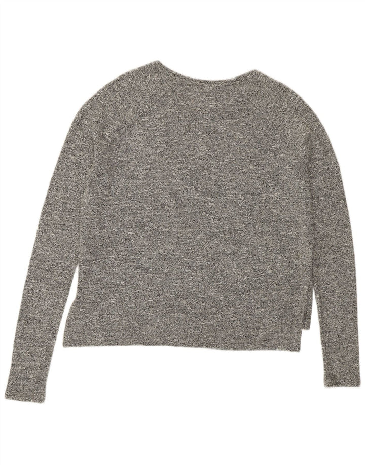 SUPERDRY Damen-Oversize-Grafik-Oberteil, langärmlig, UK-Größe 10, Größe S, Grau, Baumwolle