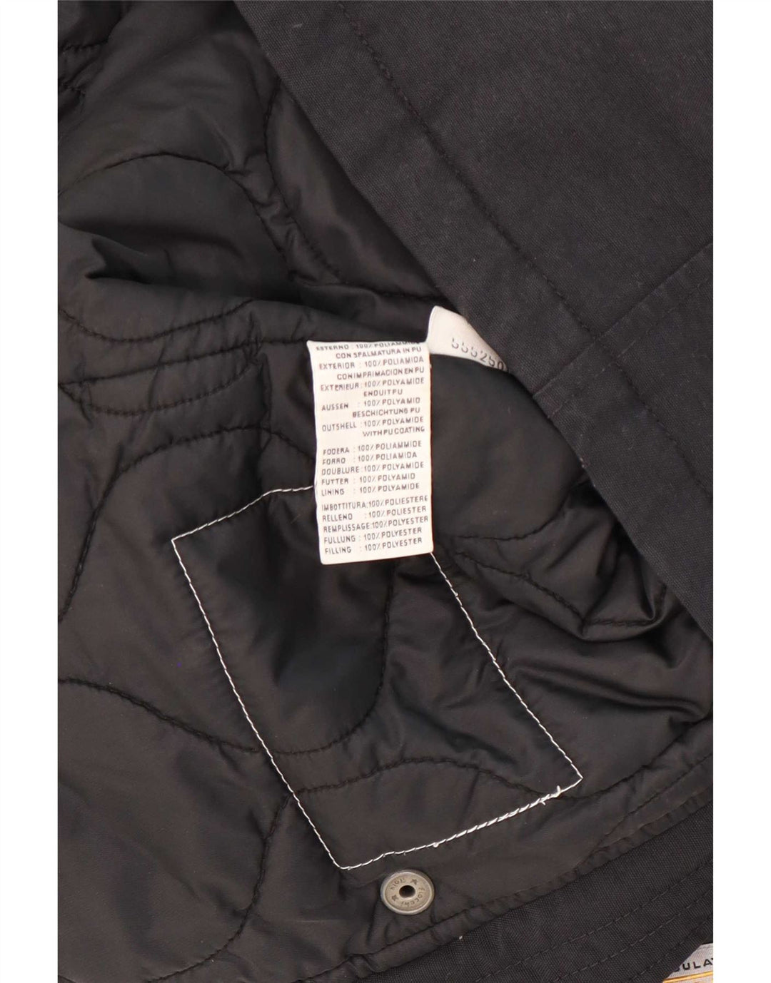 Vintage Damen Kapuzenparkajacke UK 14 Medium Schwarz Polyamid