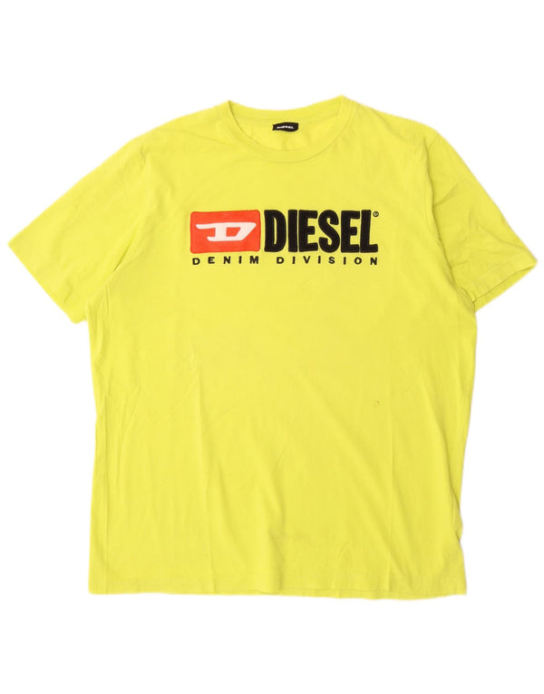 Diesel Herren Grafik T-Shirt Top XL Gelb Baumwolle