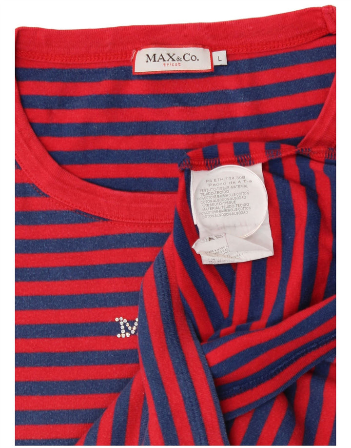 Max & Co. Damen Crop Graphic T-Shirt Top UK 14 Große rot gestreifte Baumwolle