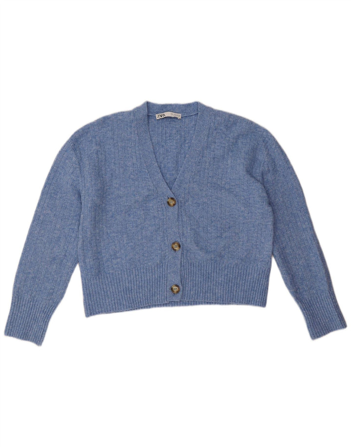 Zara Damen-Strickjacke in Übergröße, Gr. 10, Größe S, Blau, Polyester