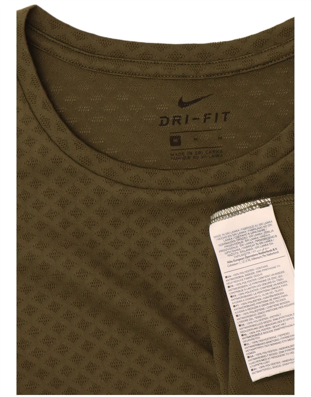 Nike Herren Dri Fit T-Shirt Top Medium Khaki Geometrisch Polyester