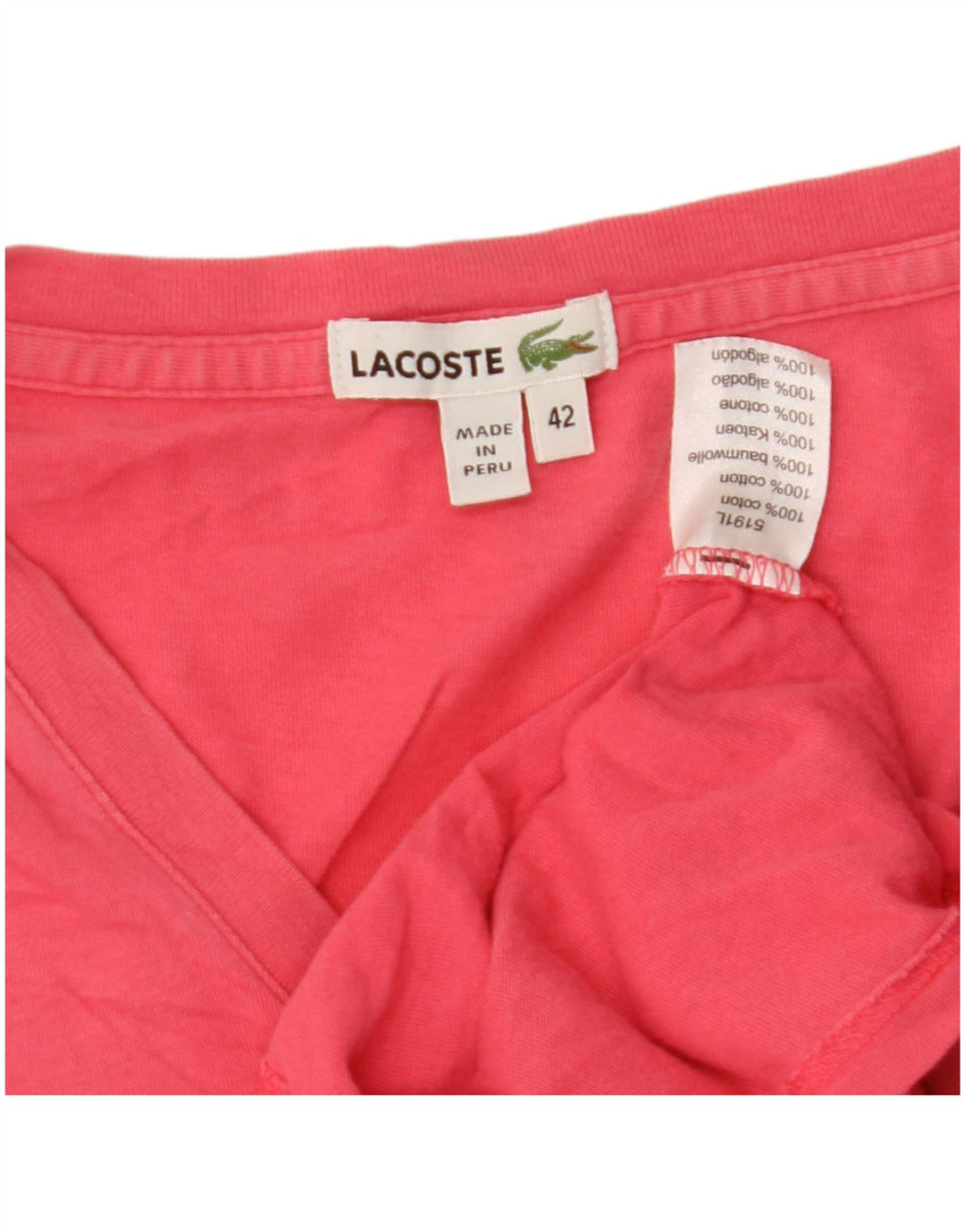 Lacoste Damen T-Shirt Top Größe 42 Große rosa Baumwolle