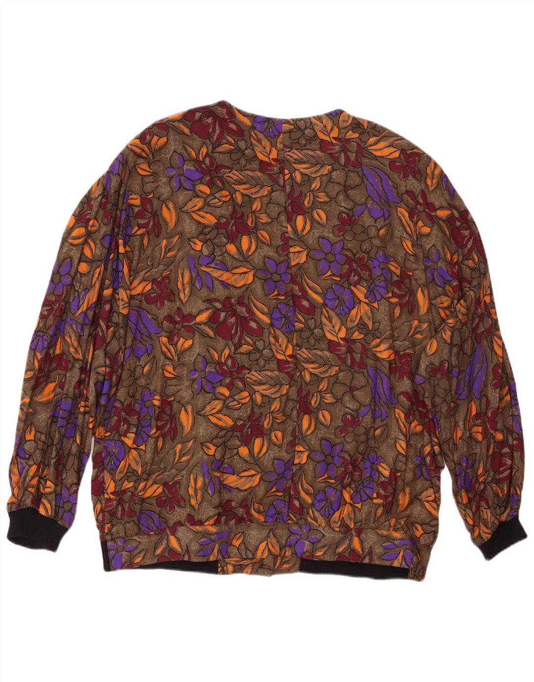 VINTAGE Damen Hemdbluse UK 20 2XL Braun geblümte Viskose