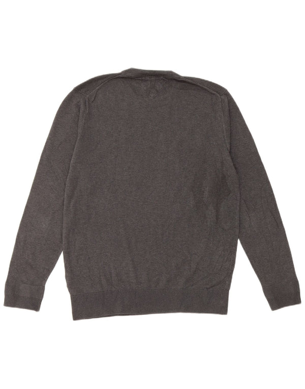 Tommy Hilfiger Damen-Pullover mit Rundhalsausschnitt, UK 14, mittelgraue Baumwolle