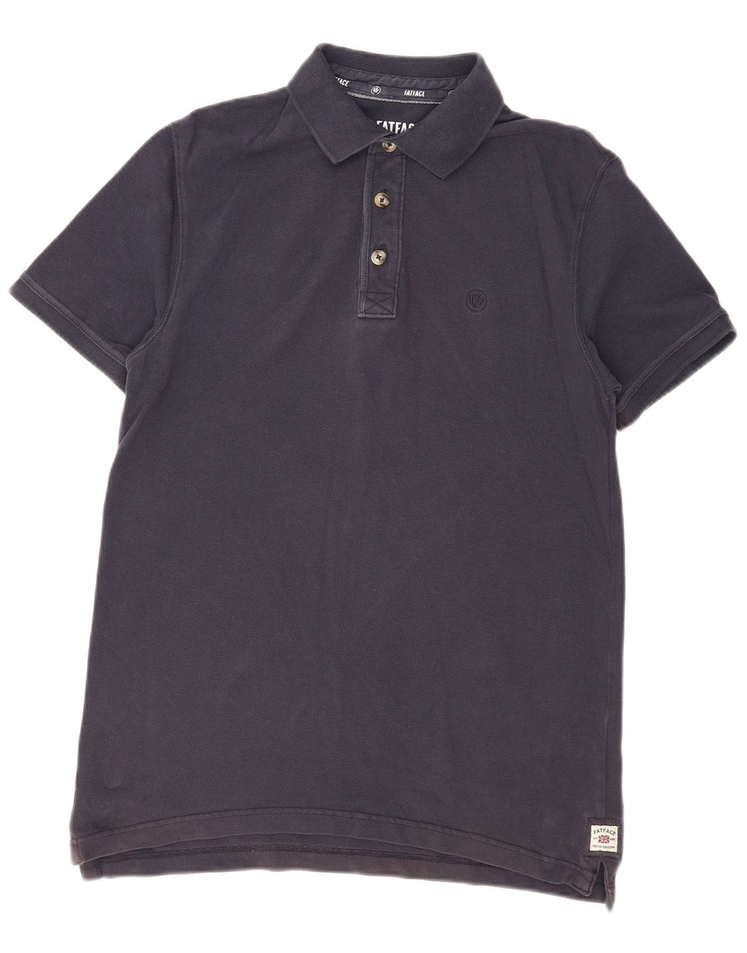Fat Face Herren-Poloshirt aus mittelblauer Viskose in Marineblau