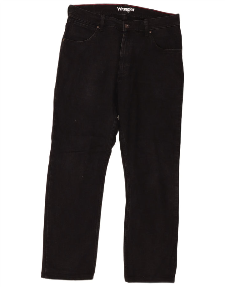 Wrangler Herren Straight Jeans W34 L29 Schwarze Baumwolle