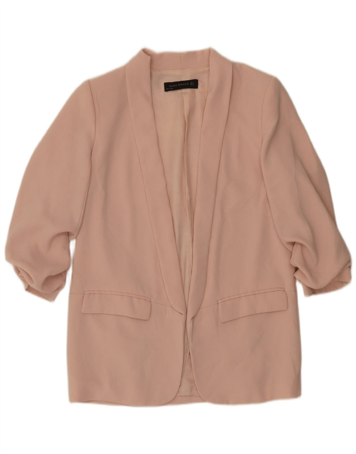 Zara Damen-Blazer mit 3/4-Ärmeln, offen, Gr. 14, Mittelrosa
