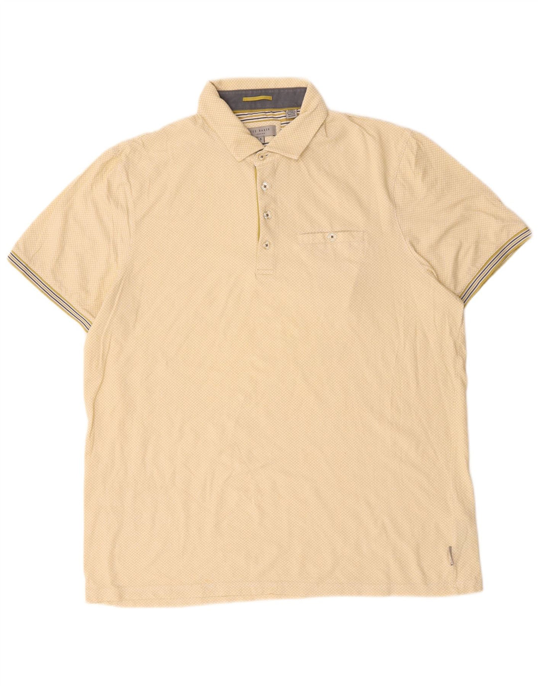 Ted Baker Herren-Poloshirt, Größe 5 XL, gelb gefleckte Baumwolle