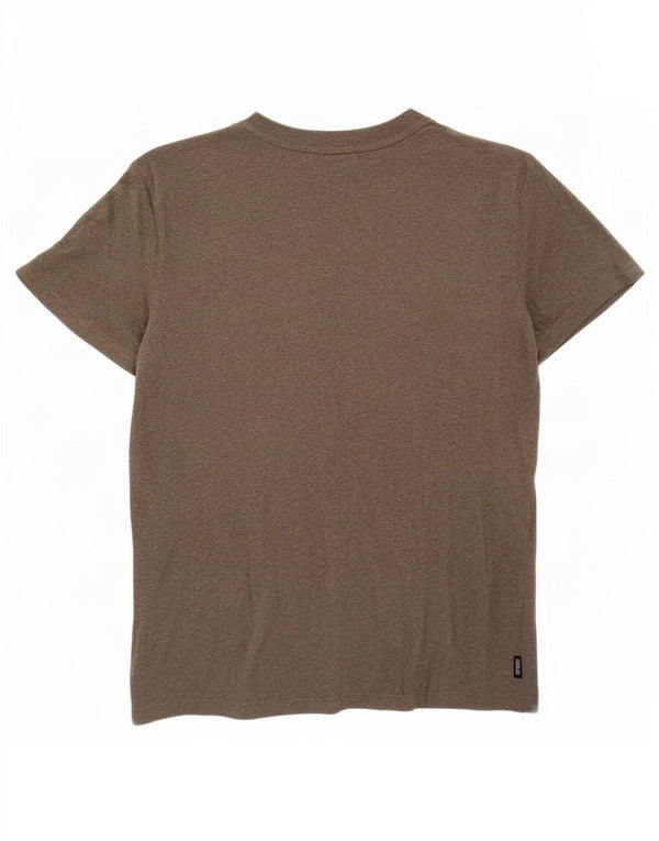 Superdry Herren T-Shirt-Oberteil aus mittelkhakifarbener, gesprenkelter Baumwolle