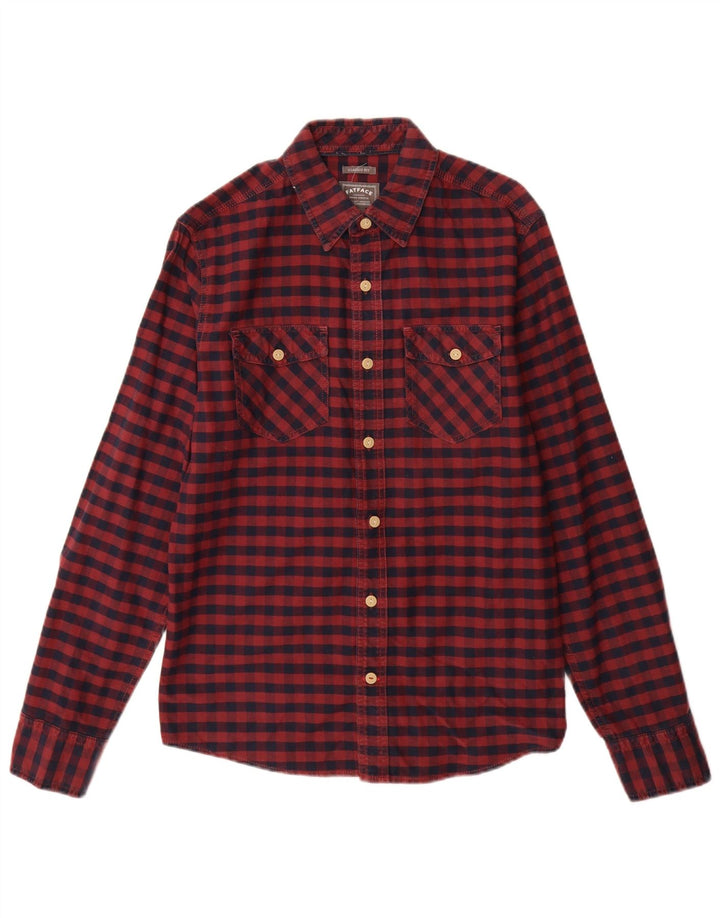 Fat Face Herren-Hemd mit klassischer Passform, klein, Burgunderrot, Gingham-Baumwolle