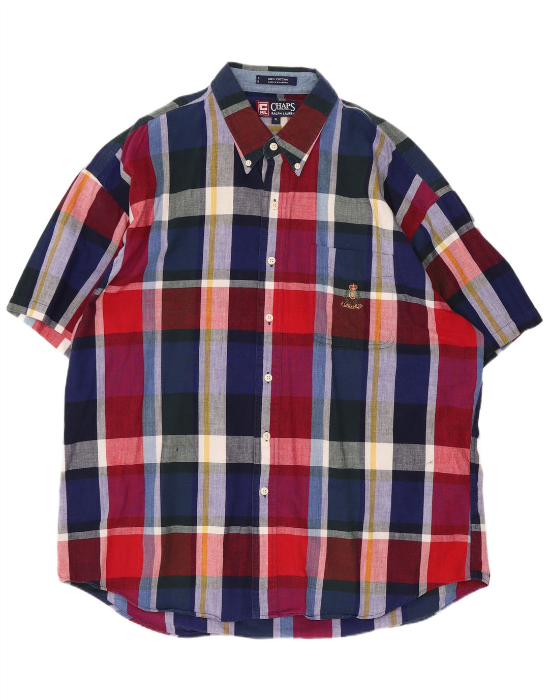 Chaps Ralph Lauren Herren-Kurzarmhemd XL aus mehrfarbig karierter Baumwolle