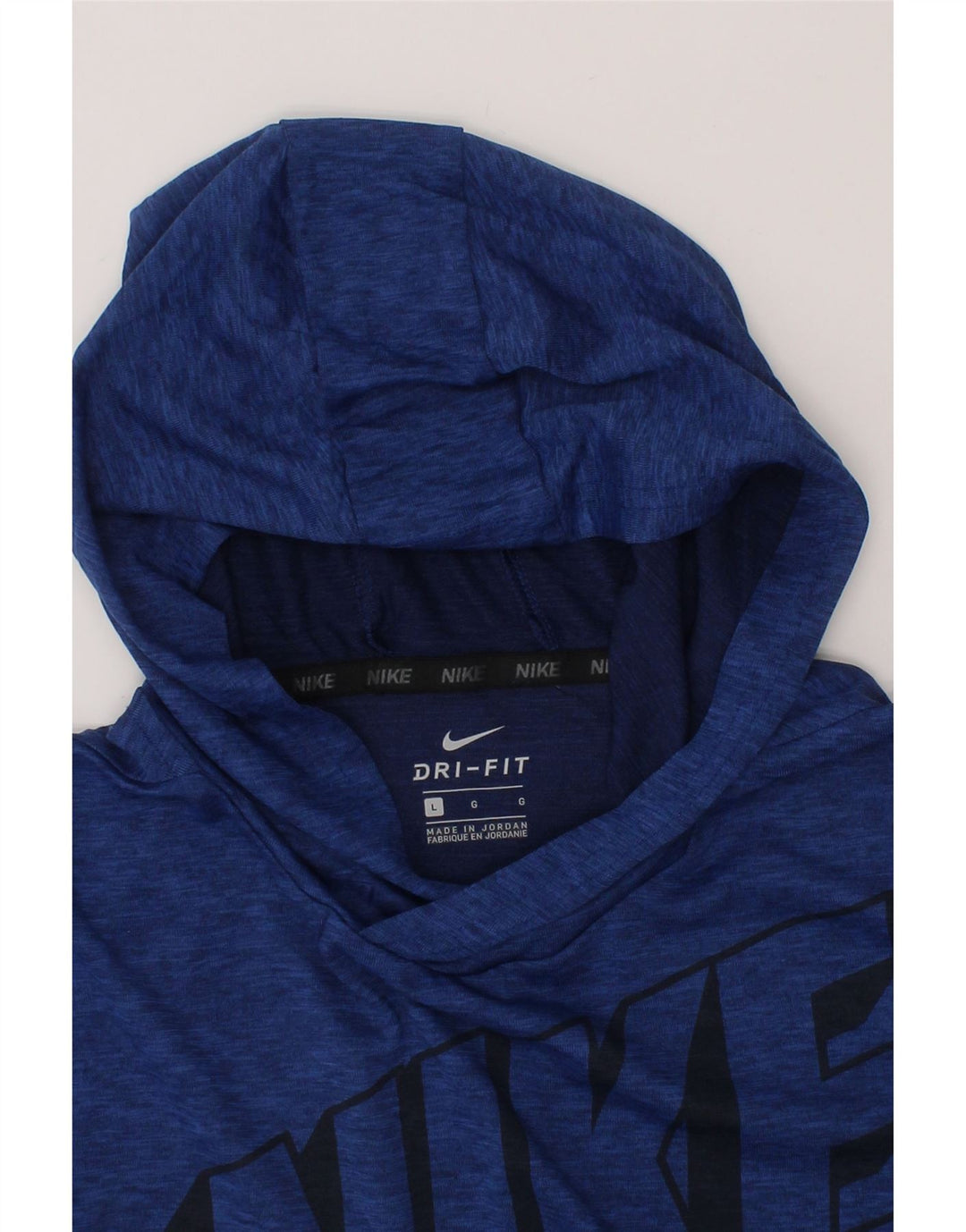 NIKE Boys Graphic Hoodie Jumper 12-13 Years Large  Navy Blue Polyester Vintage Nike and Second-Hand Nike from Messina Hembry 