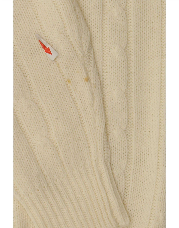 Vintage Herren Pullover mit Rundhalsausschnitt, groß, aus weißem Acryl